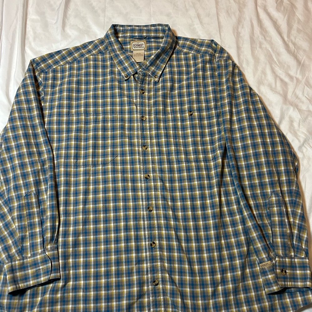C.E. Schmidt Workwear Shirt Men's 3XL Plaid Button Down Polyester Blend